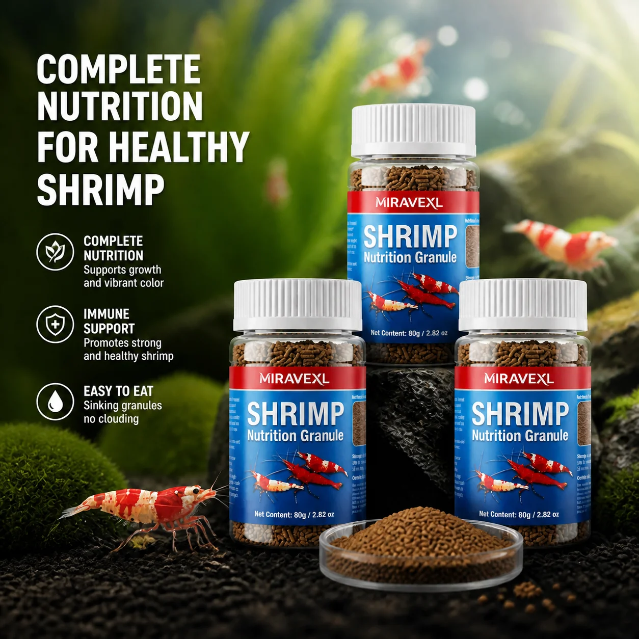 Pellets nutricionais que afundam, alimentos para aquário que melhoram a cor para camarões, lagostins, caranguejos, cristais e alimentadores de fundo de cereja preta