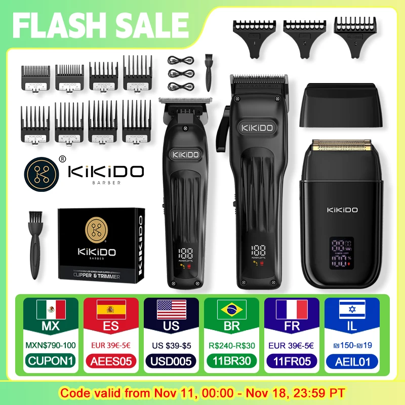 

KIKIDO 3Pcs Hair Trimming Set Professional Salon Barber Adjustment Hair Clipper Razor Powerful Waterproof Household Appliances