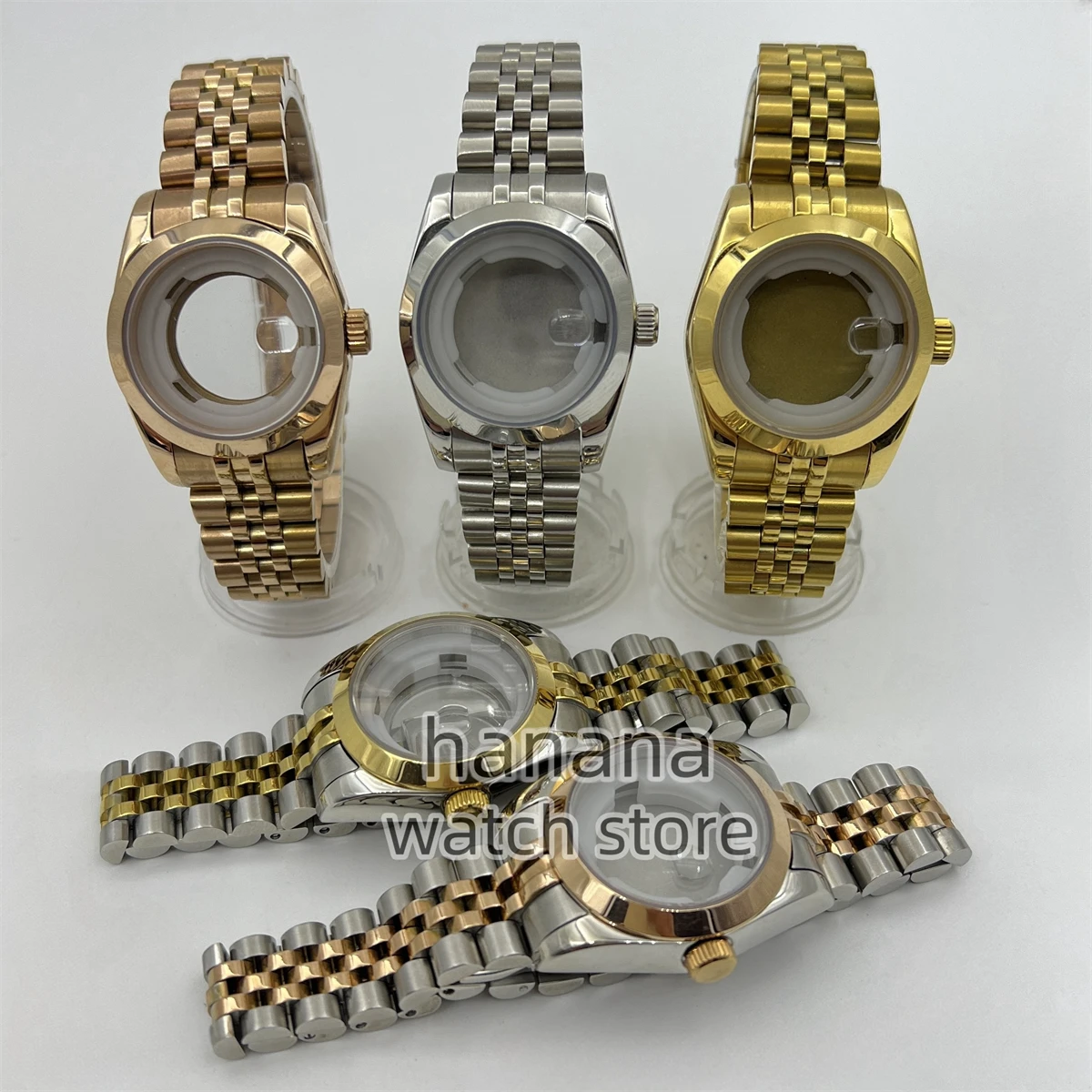 BLIGER تعديل NH05 حالة 31 مللي متر المرأة حاوية من الفولاذ المقاوم للصدأ مصقول الحافة الثابتة NH05 ساعة يد تعمل بالحركة اكسسوارات