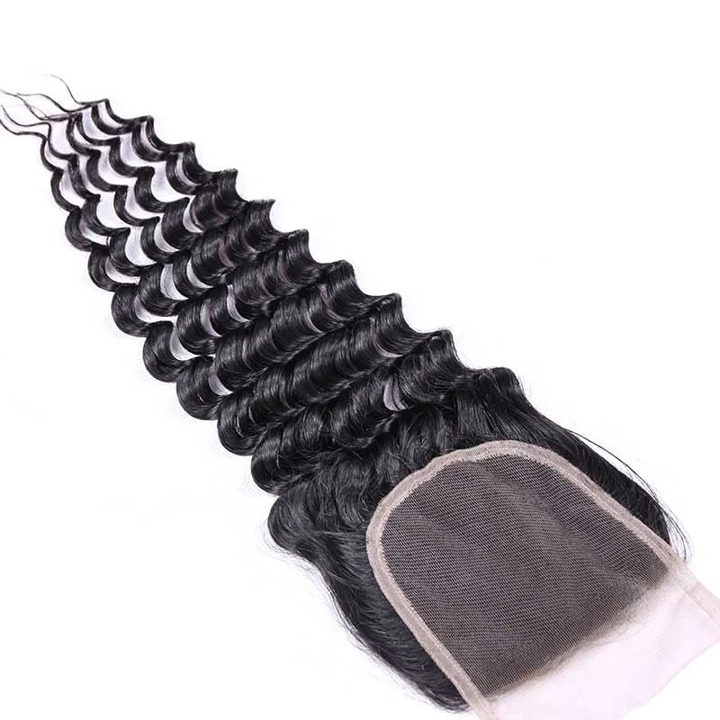 20 Zoll 4x4 Lace Closure Deep Wave Echthaar 12A Brasilianisches Remy 100% Unverarbeitetes Hochwertiges Haar für Frauen – Detail 3