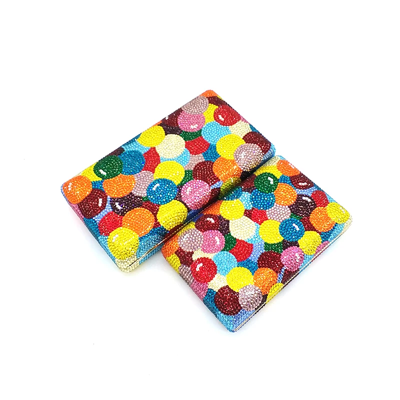 

Fashion women evening party purses bridal wedding bag funny colorful balls full crystal clutches
