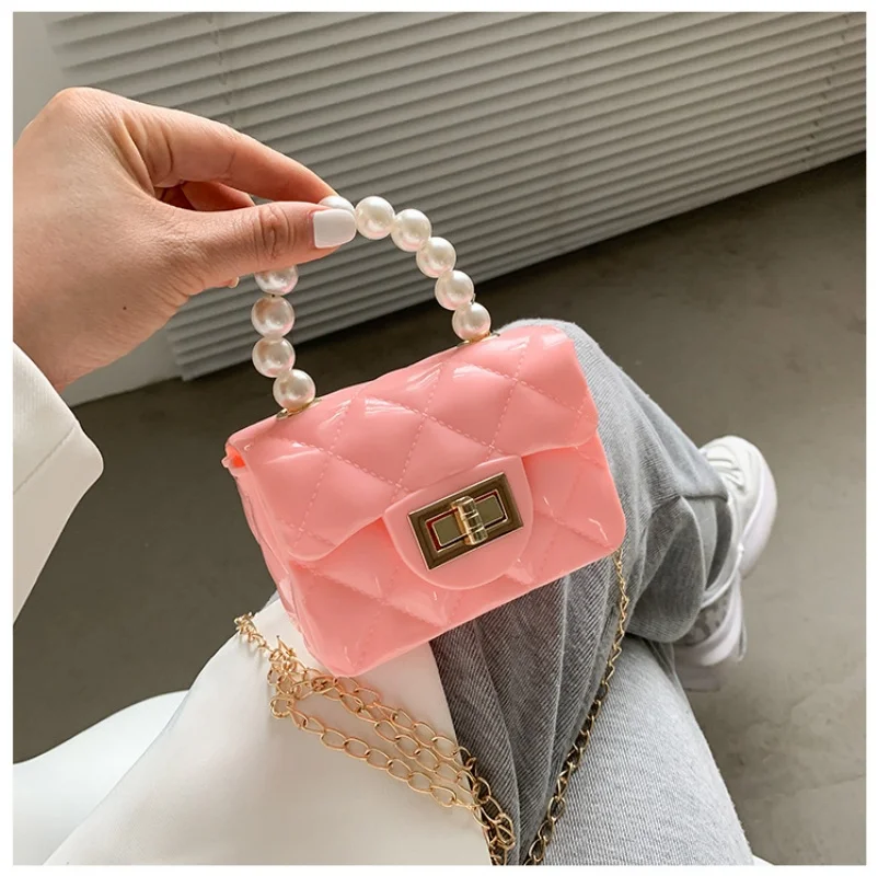 Women's And Girl's Bag, Pearl Chain Crossbody Bag, Fashionable Hand-held Women's Bag, Trendy Shoulder Bag