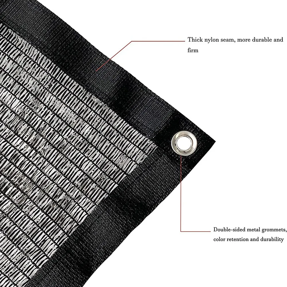 

ABGE-50% Black Shade Cloth 10Ft X 15Ft Taped Edge With Grommets Sun Net Mesh For Garden Patio Backyard