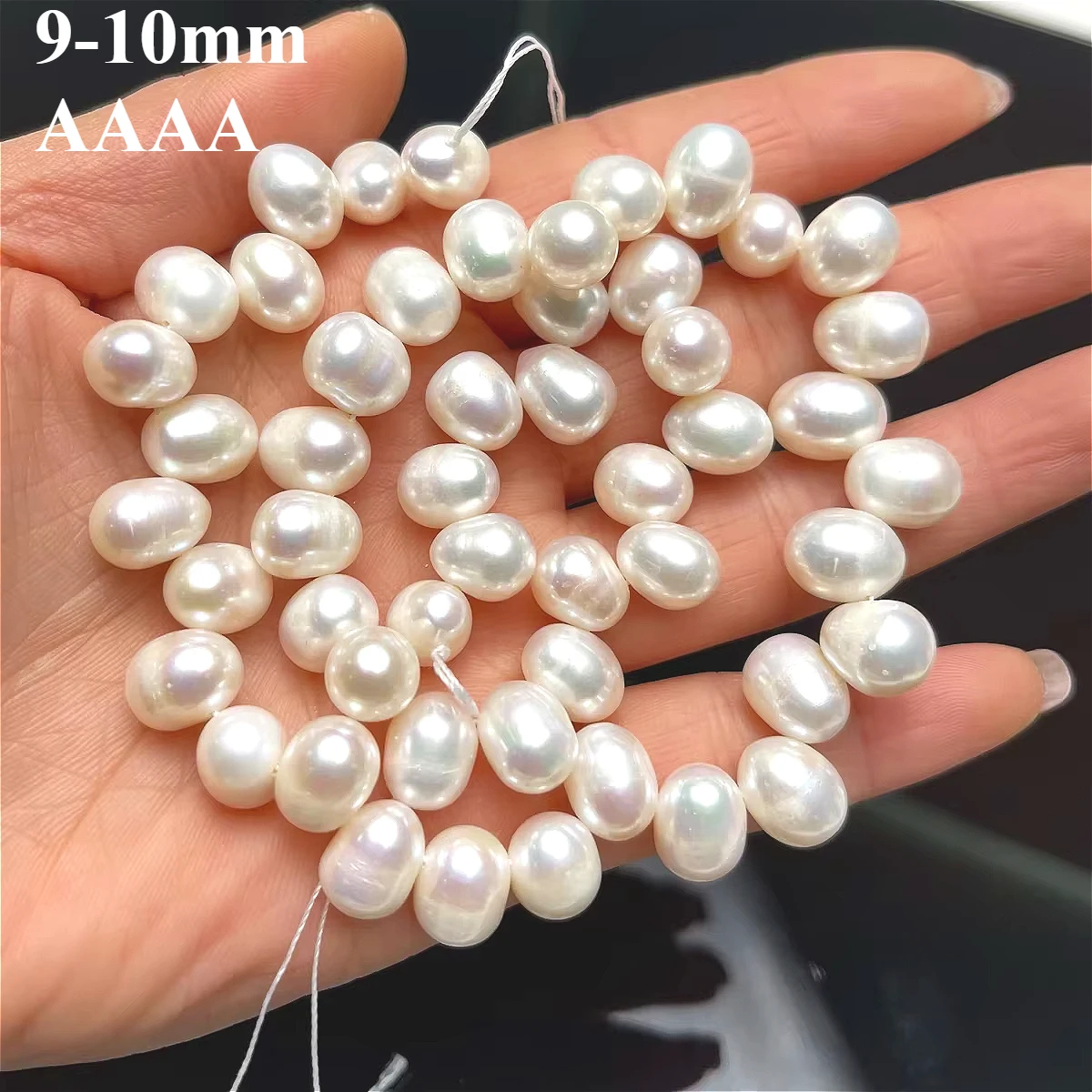 

9-10mm4A Natural Freshwater White Pearl Oval Offset Hole Loose Isolated Bead Gift Jewelry Make DIY Necklace Bracelet Accessories