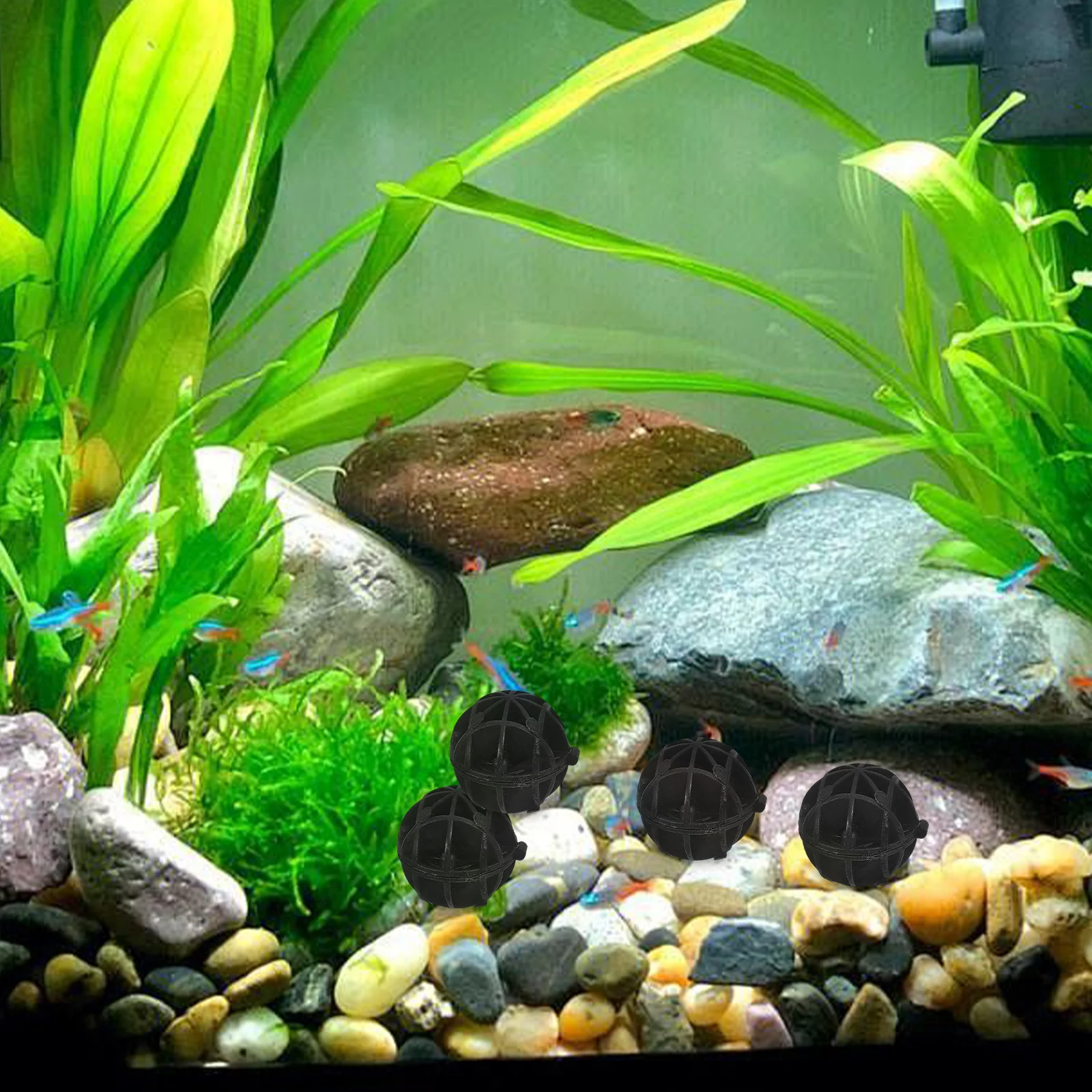 40 قطعة الوسائط البيولوجية لحوض السمك كرات تصفية صغيرة قابلة لإعادة الاستخدام بولي كلوريد الفينيل مرشح دائري بركة نظام الترشيح خزان الأسماك المياه النظيفة #5