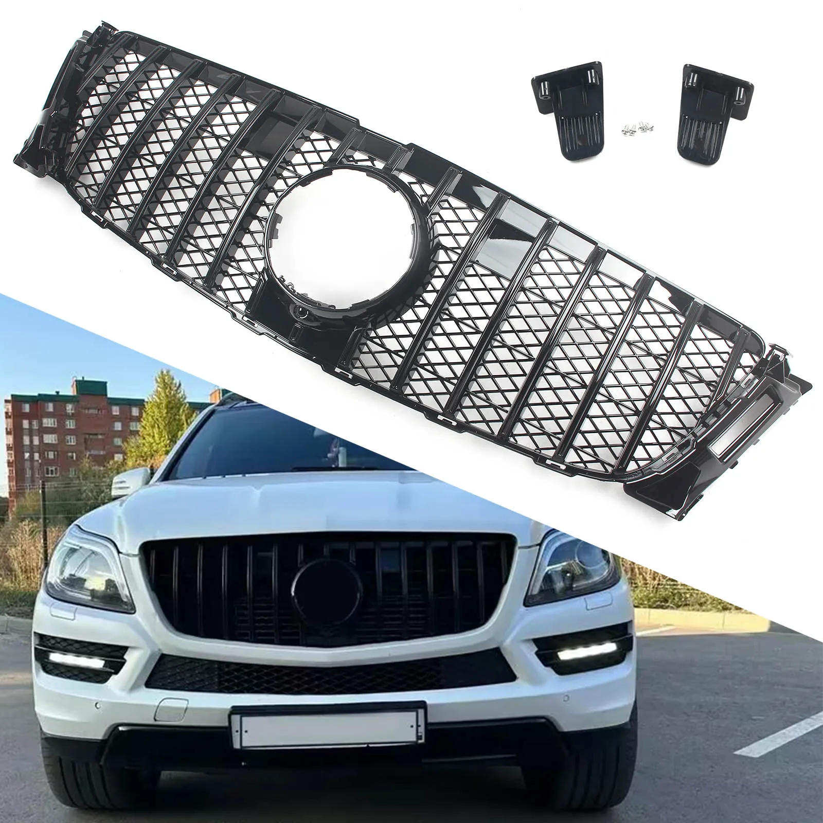 For Mercedes Benz GL-Class X166 2013-2015 Car Front Bumper Grille Grill Upgrade GT R Style Grills