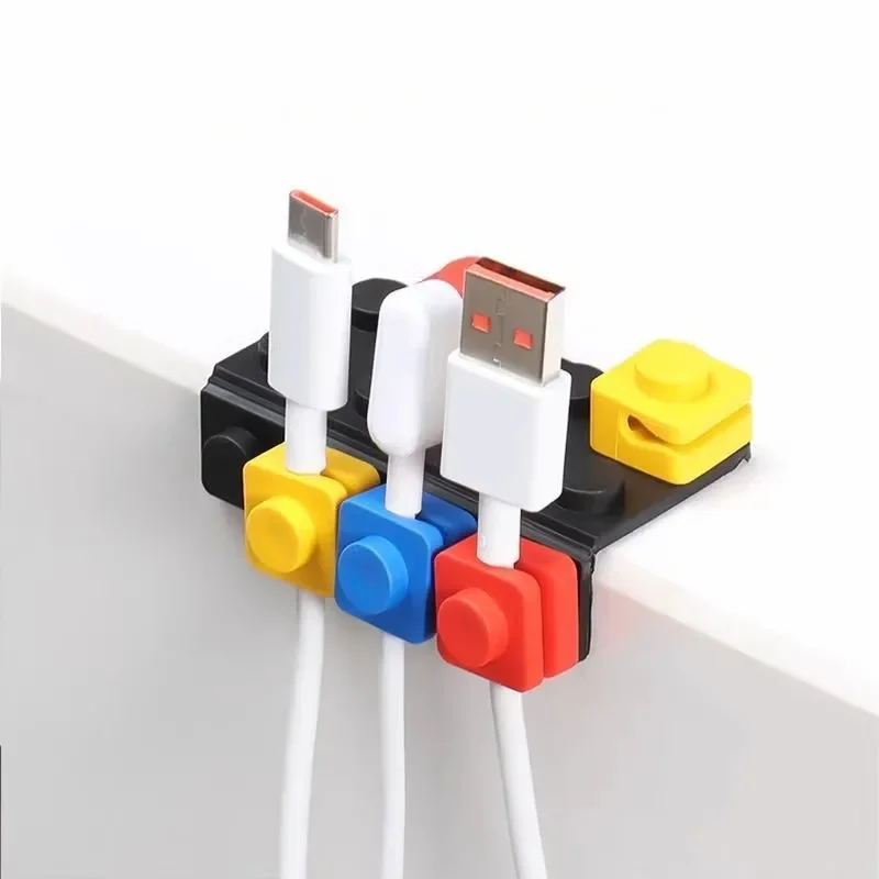 Building Block Wall Mounted Mobile Phone Data Cable Sorting and Storage, Charging Card Buckle Wiring, Data Cable Storage