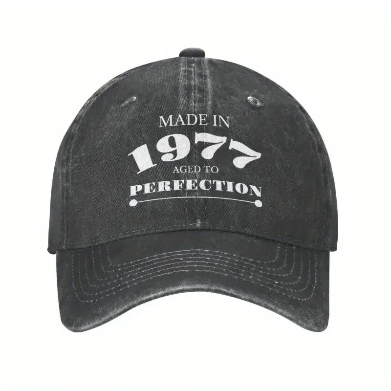 Vintage Made in 1977 Aged to Perfection Baseball Cap Unisex Washed Cotton Dad Hat for Casual Wear Birthdays