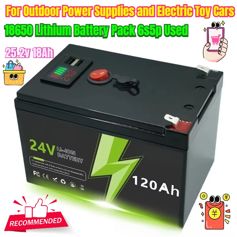 

25.2v 18Ah 18650 Lithium Battery Pack 6s5p Used for Outdoor Power Supplies and Electric Toy Cars