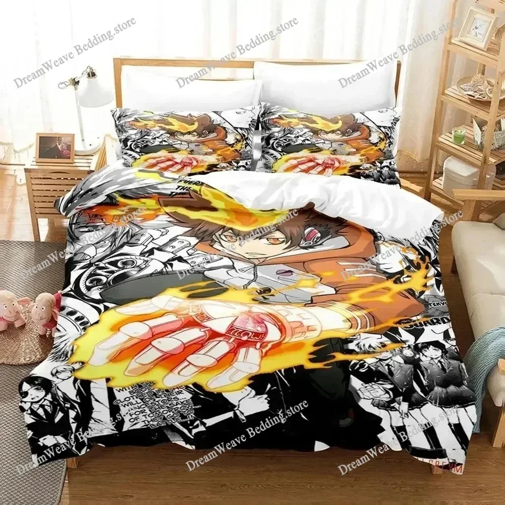 Anime HITMAN REBORN Bedding Set Duvet Cover Bed Set Quilt Cover Pillowcase Comforter King Queen Size Boys Adult Bedding Set592