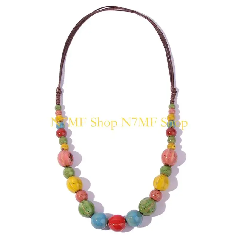 

N7MF Lightweight Ceramic Disc Necklace Colorfast High Temperature Fired Design Chokers Contemporary Jewelry Gift