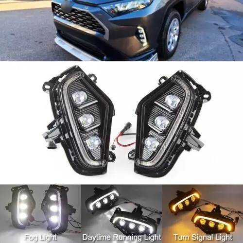 2PCS LED fog light DRL daytime running light with turn signal suitable for To-yota RA-V4 2019-2022