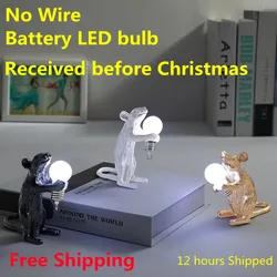 2023 New Mouse Lamp Portable Wireless Battery LED Mouse Bedside Lamp Animal Night Light Gift Kawaai Table Lamp Cute Desk Lamp