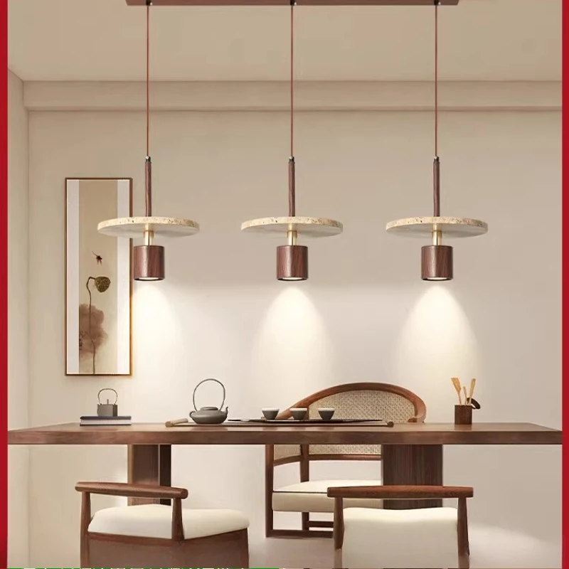 

Medieval yellow travertine restaurant chandelier eye protection solid wood bedroom bedside small chandelier