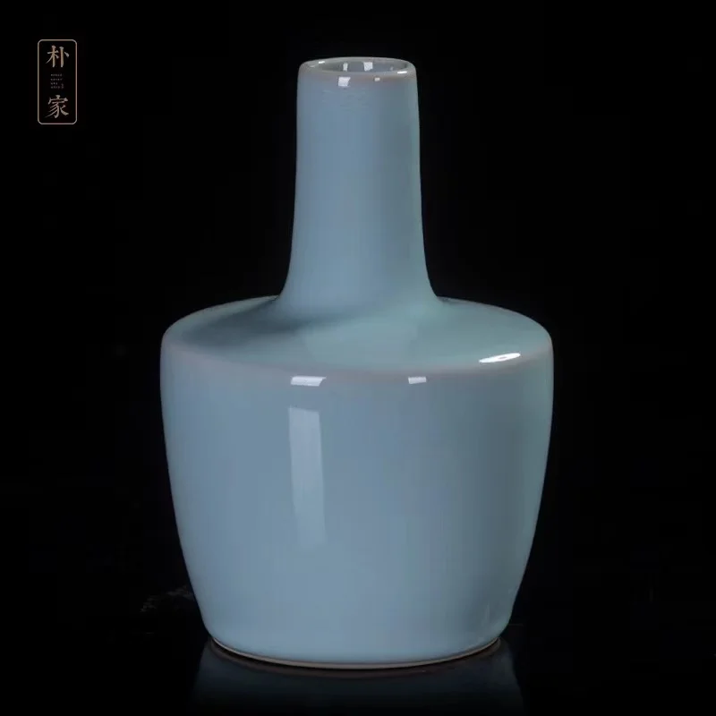 Tinghuai kiln, ru kiln celadon glaze rattling bell venerable vase, accessories, high-end gift boxes, Ruzhou ru porcelain vase fl