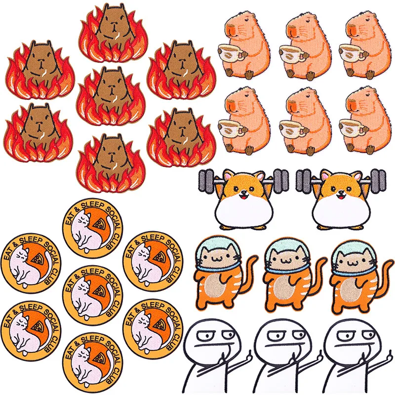 10 teile/los Großhandel Applique Lustige Wasser Schwein Stickerei Patch Eisen Auf Patches Für Kleidung Thermoadhäsive Patches Auf Kleidung