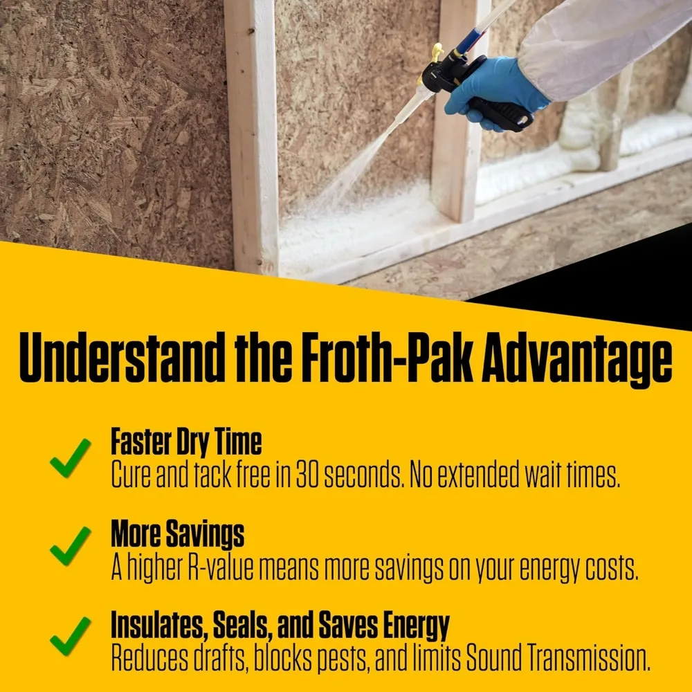 Spray Foam Insulation Kit, 15 ft Hose. Insulates Cavities, Penetrations & Gaps Up to 2