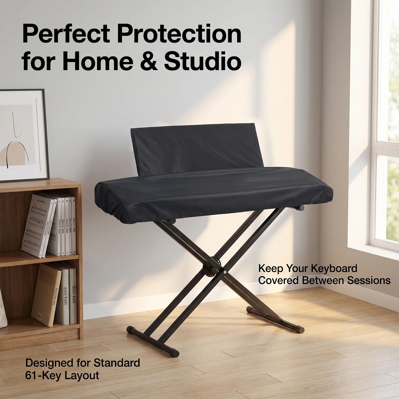 61 Key Digital Electronic Piano Dust Cover Washable Waterproof Oxford Fabric Piano Keyboard Full Cover with Music Sheet Stand