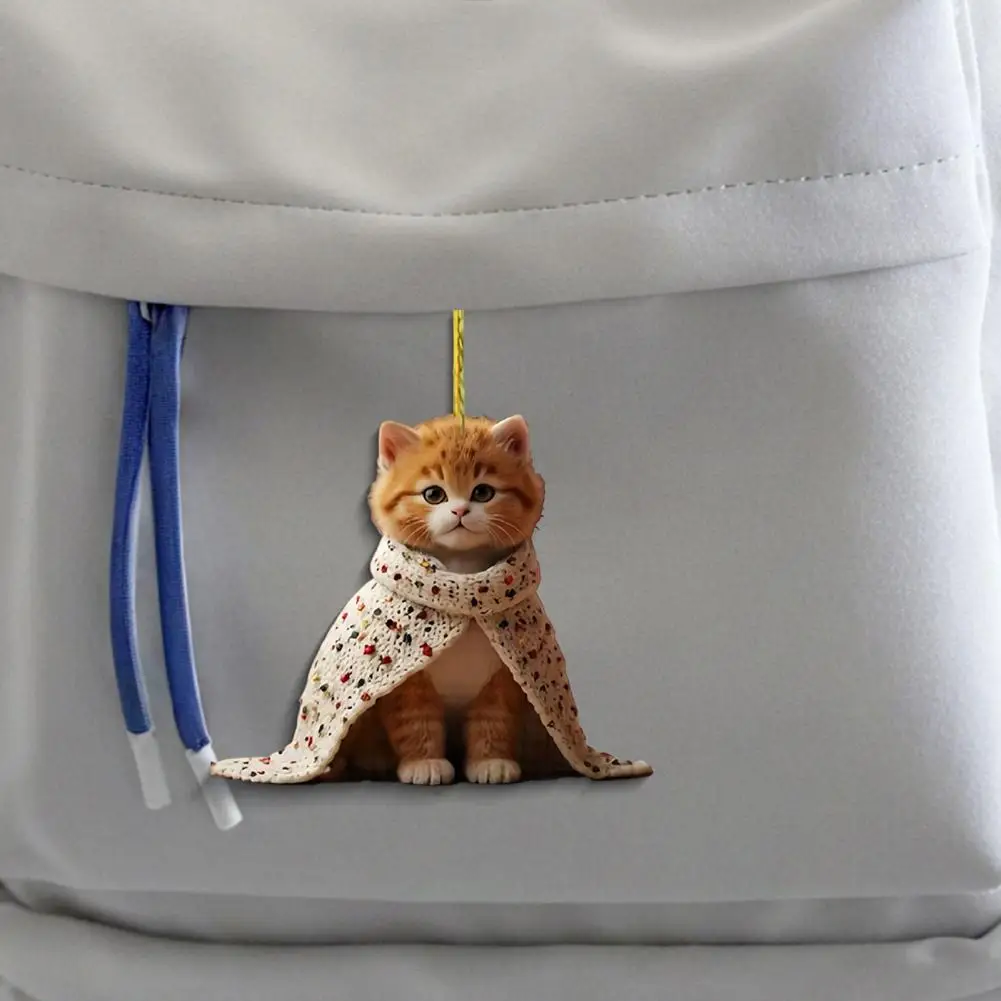 Festive Cat Hanging Decor Holiday Party Cat Ornament Adorable Acrylic Cat Christmas Ornaments for Holiday Home Decor Cute