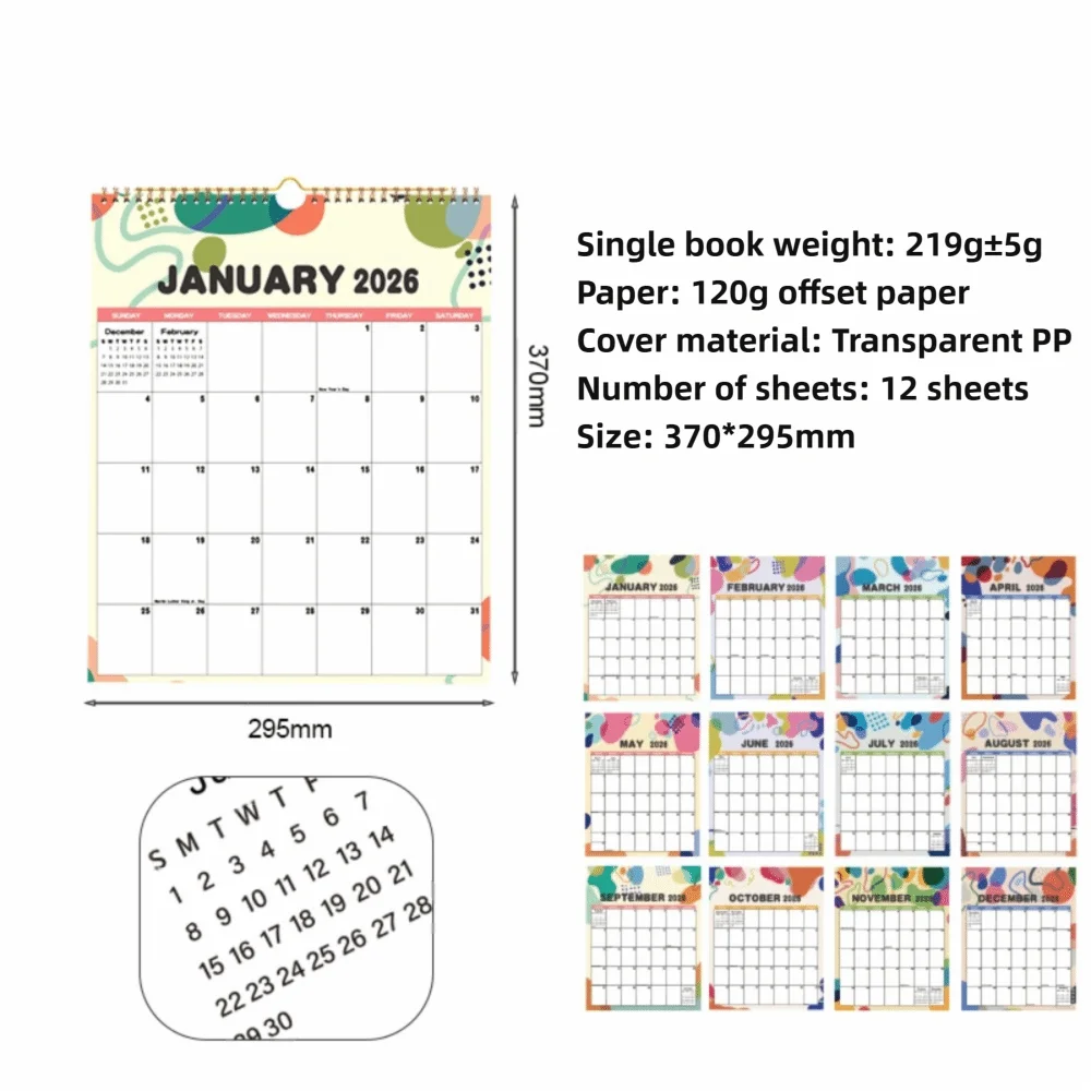 

Календарь ежедневного планировщика с проволочной переплетом Н. 2026 - декабрь 2026 Настенный календарь для учебы 2026 Складной красочный подвесной календарь для путешествий