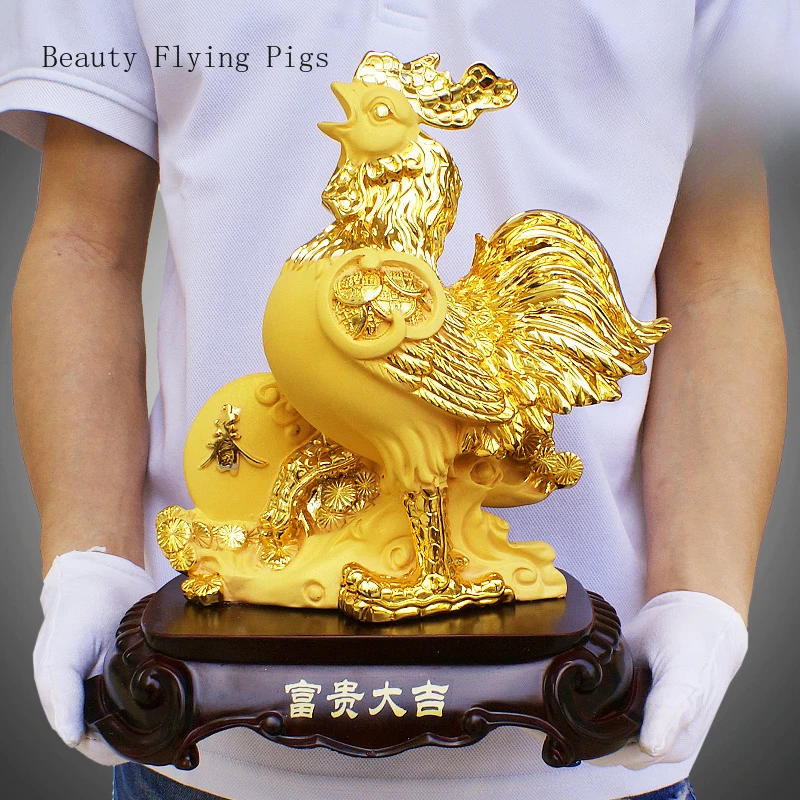 Creative resin zodiac chicken ornaments, cute rooster mascot, living room desktop decoration Animal feng shui