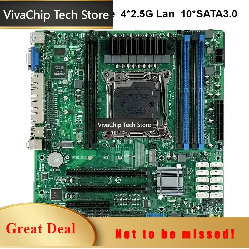 VivaCTLga2011-3 C612 Nas Motherboard 6*ddr4 2*m.2 Nvme 10xsata3.0 4*2.5g Lan Suitable For Servers Firewalls Virtual Machines Rou
