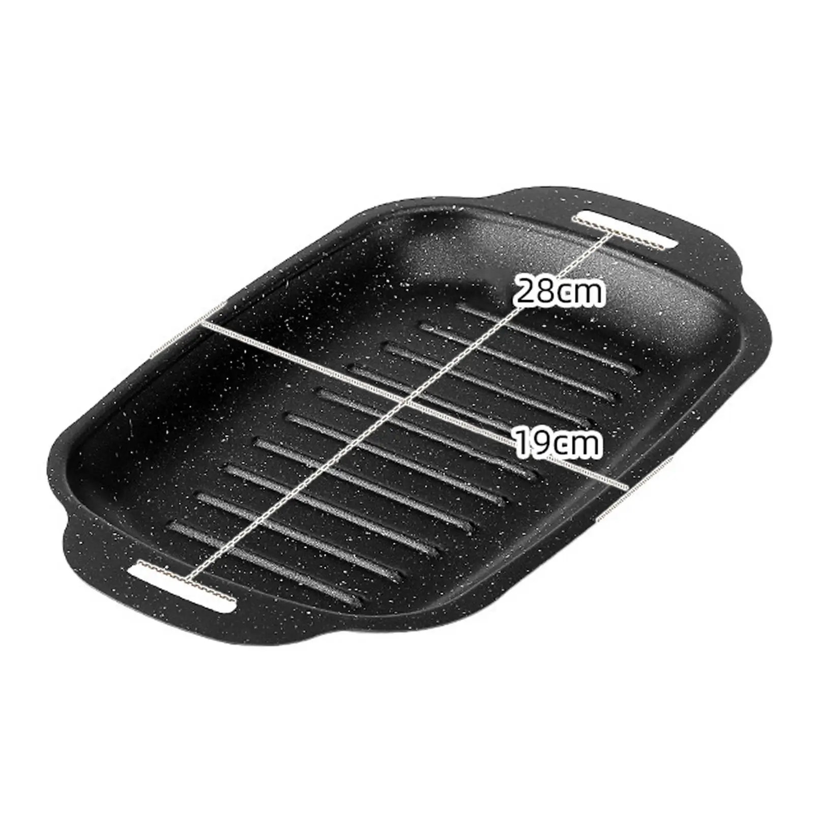 Rectangular BBQ Griddle Carbon Steel Nonstick Grill Fry Pan with Handle for Home Kitchen and Outdoor Grilling