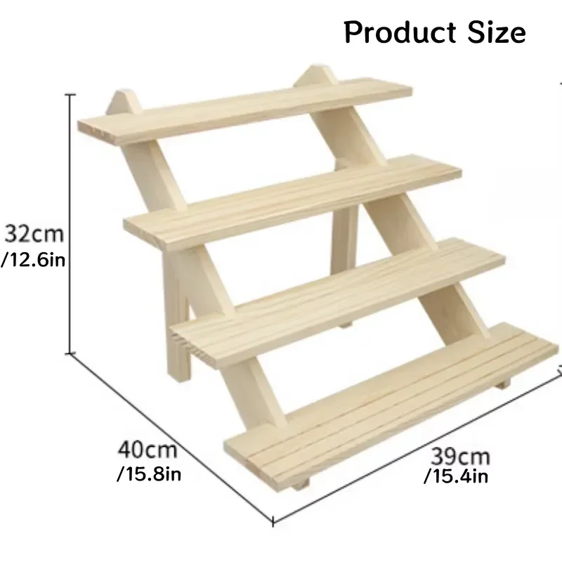 4 Layer Modern Wooden Ladder Storage Rack for Jewelry Earrings Cards Rings Dolls Multi Functional Display and Organizer Shelf