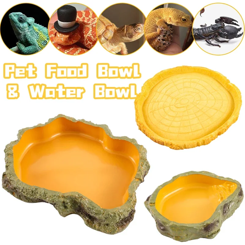 

Pet Reptile Feeder Bowl Resin Aquarium Basin Food Water Pot Reptile Turtle Tortoise Scorpion Lizard Crabs Supplies Non-Toxic