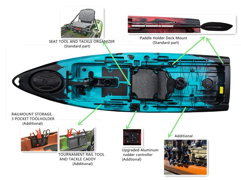Best Fishing Boat 2024 New Experienced 10.8ft Rotomolding Pedal Drive Plastic Fish Kano Canoe Kayak