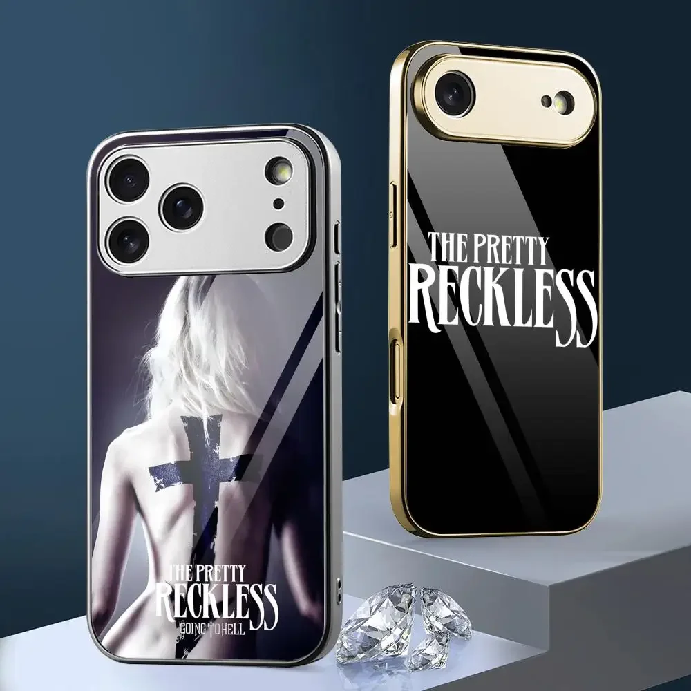 Capa de Celular P-Pretty R-Reckless para iPhone 17 16 15 14 13 12 Pro Max Plus, Capa Antichoque com Bumper de Metal Eletrogalvanizado