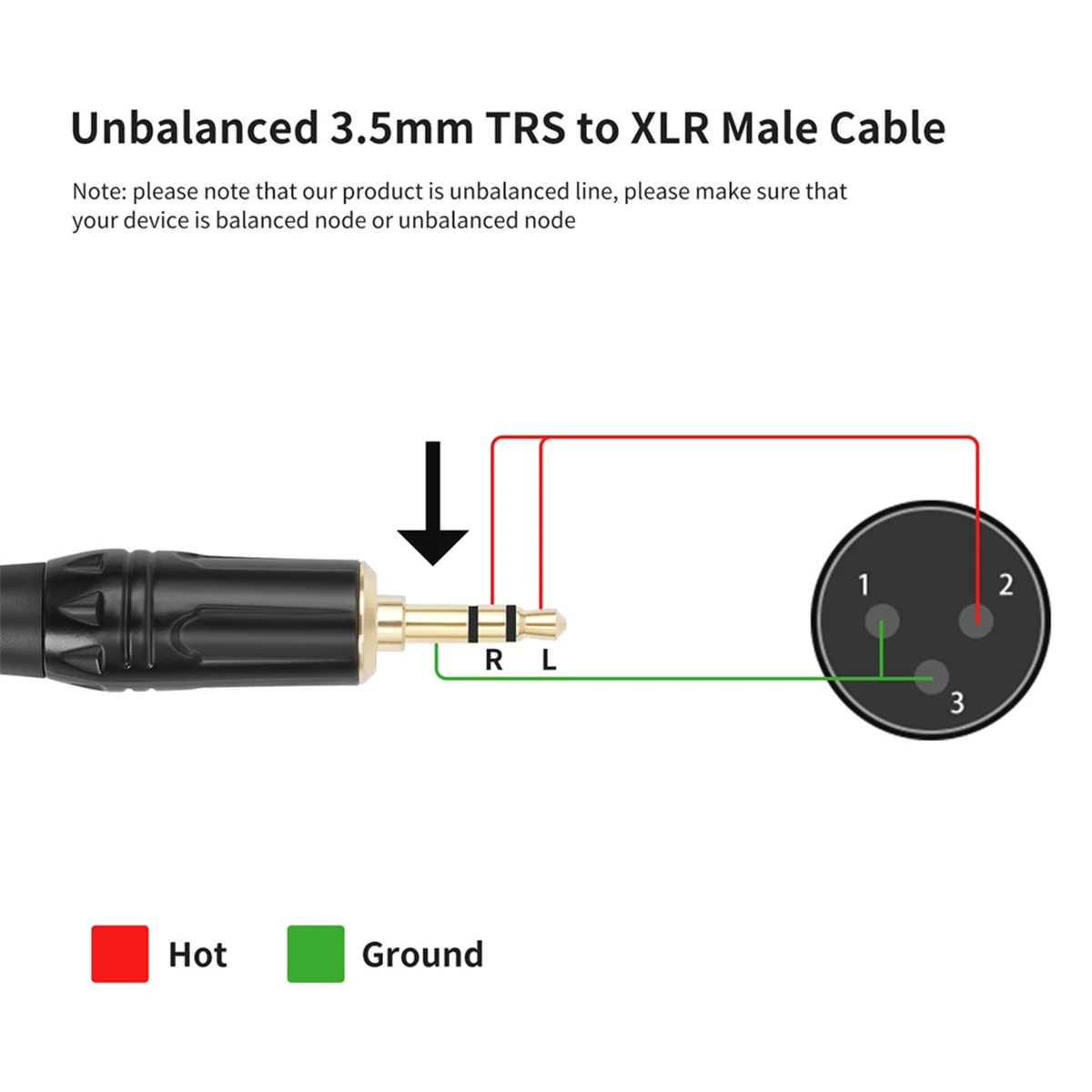 【Limited Offer】3.5mm to XLR Cable Adapter Balanced 1/8 Inch Mini Jack TRS Stereo to 3Pin XLR Male Microphone Audio Cable 300cm