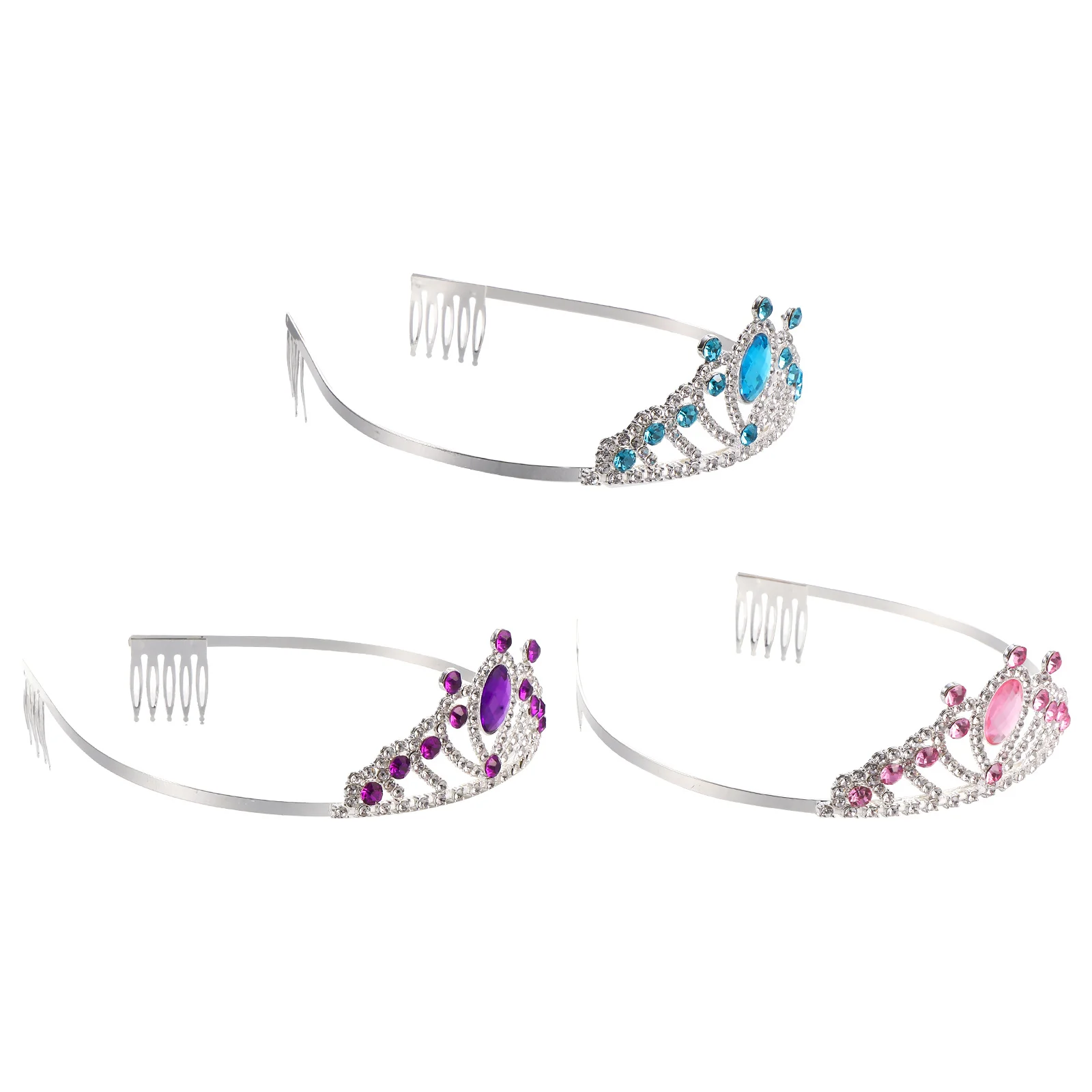 

3 шт., повязка на голову с короной и стразами, элегантная тиара для девочек, праздничный головной убор, модные аксессуары для волос, повязка на голову для детей