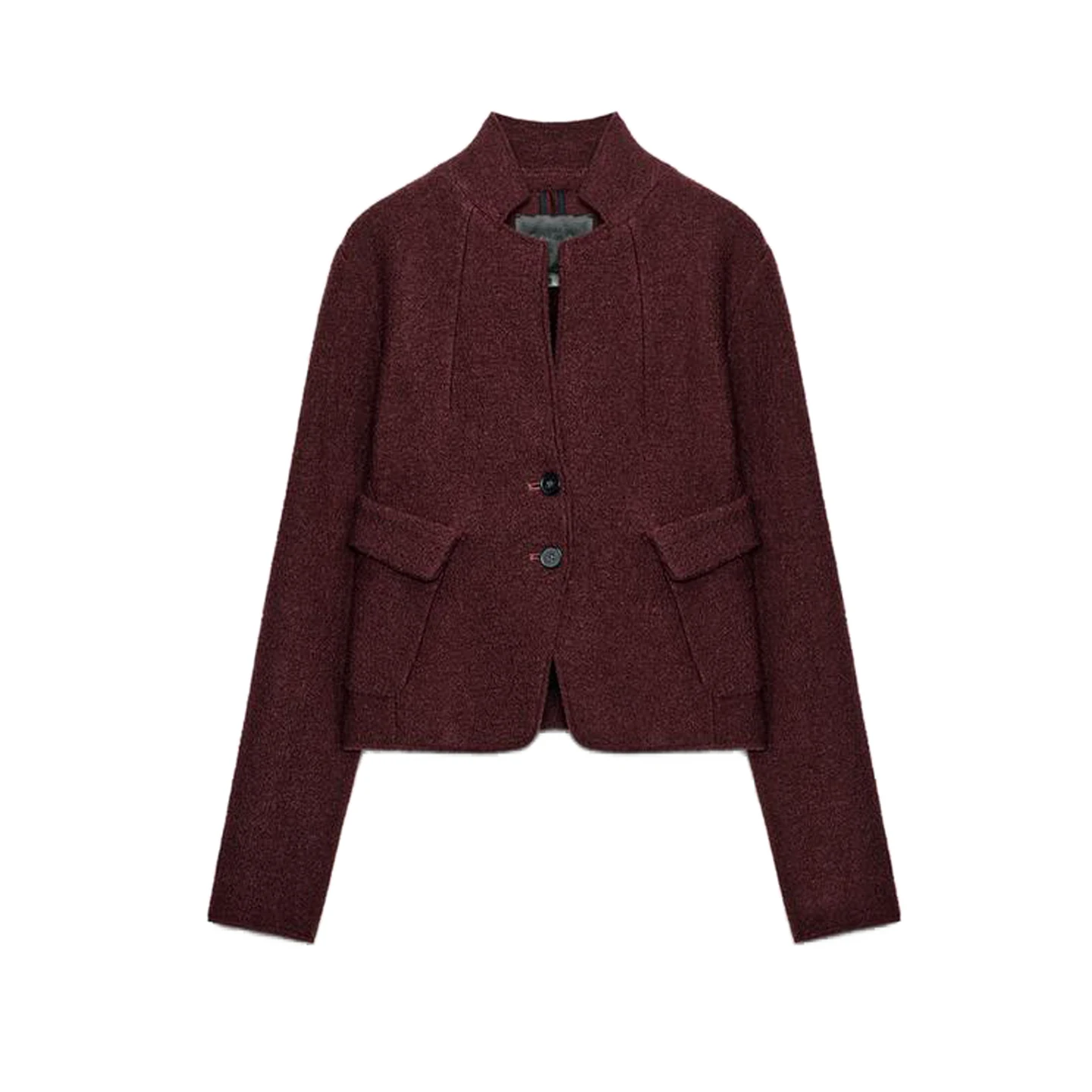 Cappotto lungo slim fit da donna Ele con colletto alla coreana Autunno Inverno Nuovo arrivo American Sle ket Decorato Cerchio Tweed...