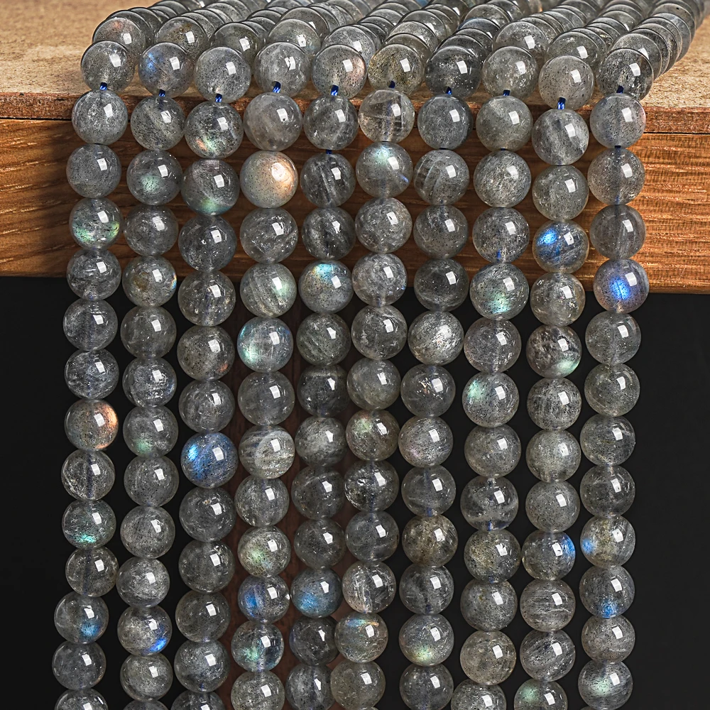 

Shimmering Gray Natural Labrador Stone Round Loose Beads 6mm for Bracelet Necklace DIY AAQuality Gemstone Beads Jewelry Supplies