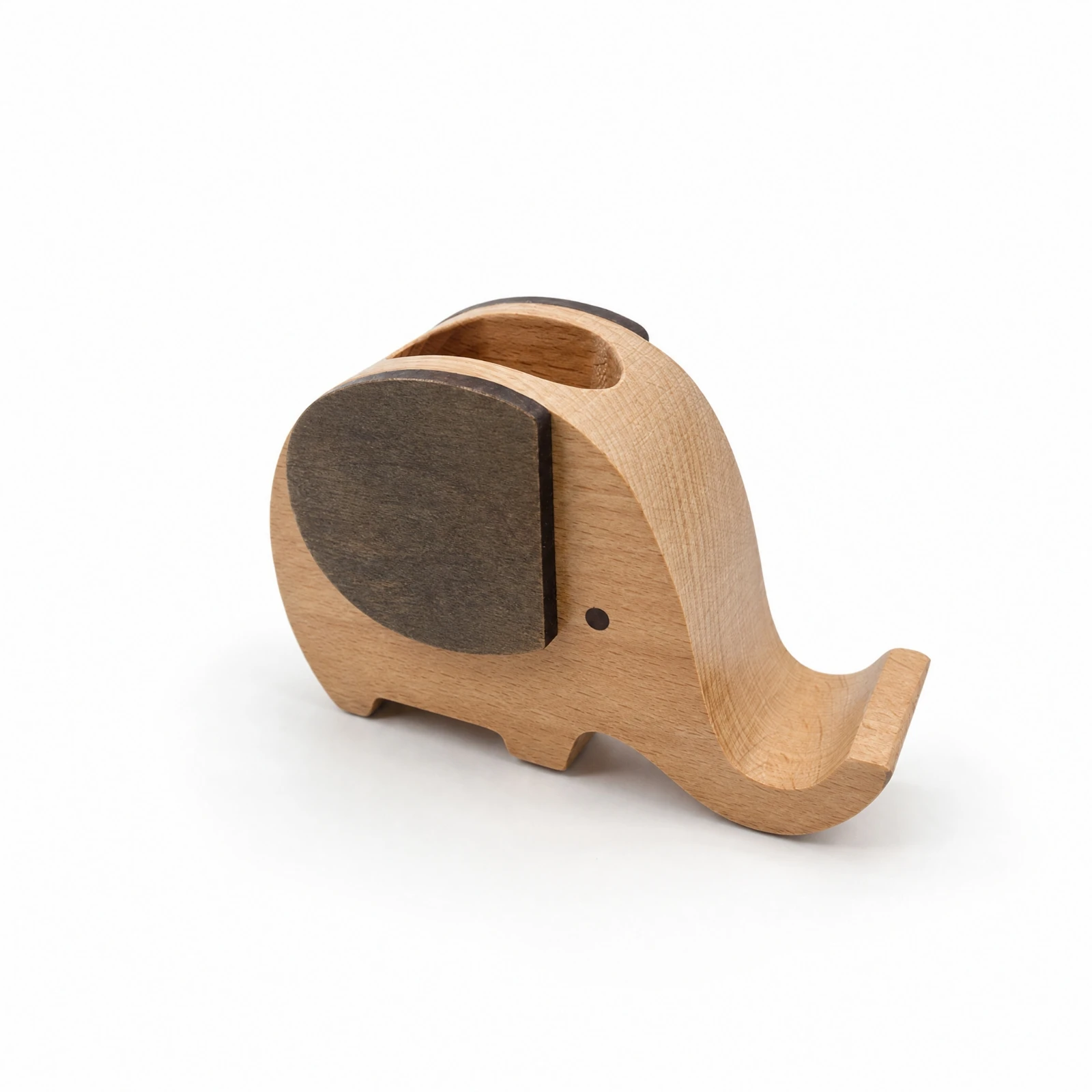 Beechwood Elephant Desk Organizer Compact Decorative Desk Storage Container Multipurpose Stationery Holder Sturdy for Study
