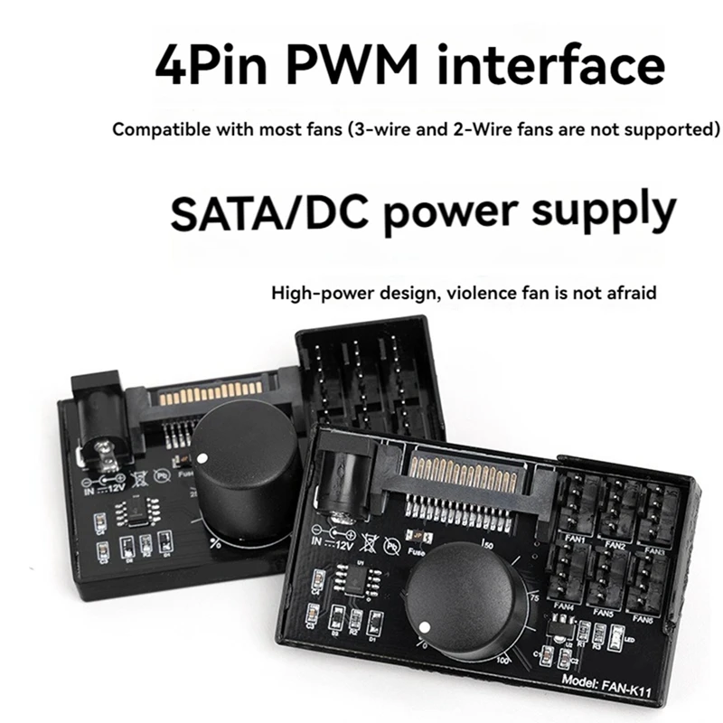 FFYY-PWM Контроллер скорости вентилятора Высокая мощность Sata DC Power 4-контактный регулятор вентилятора NAS Серверный вентилятор Управление скоростью ШИМ-регулировка скорости