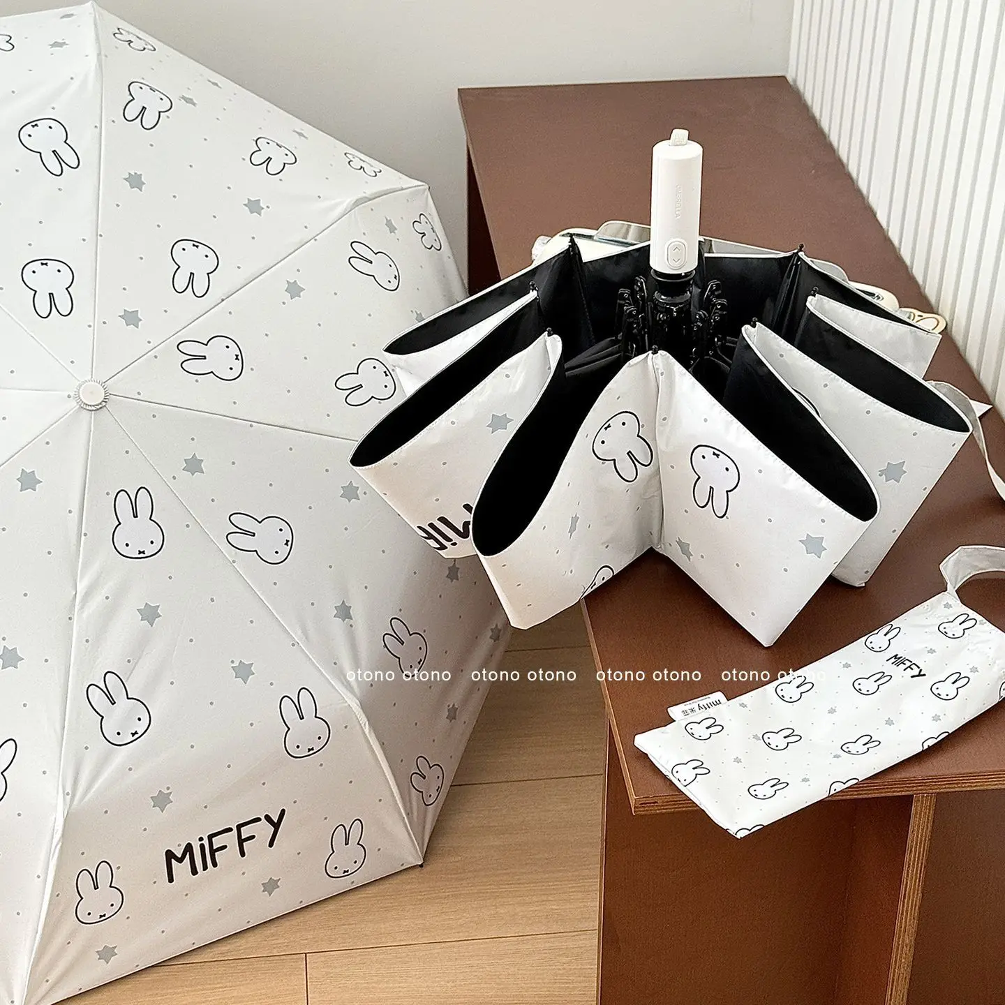 Lovable Kawaii Miffy Umbrella Woman Fold Automatic Gao Yan Value Sunny Rain Double-use Hide From Sunlight Sun-proof Parasol view 3