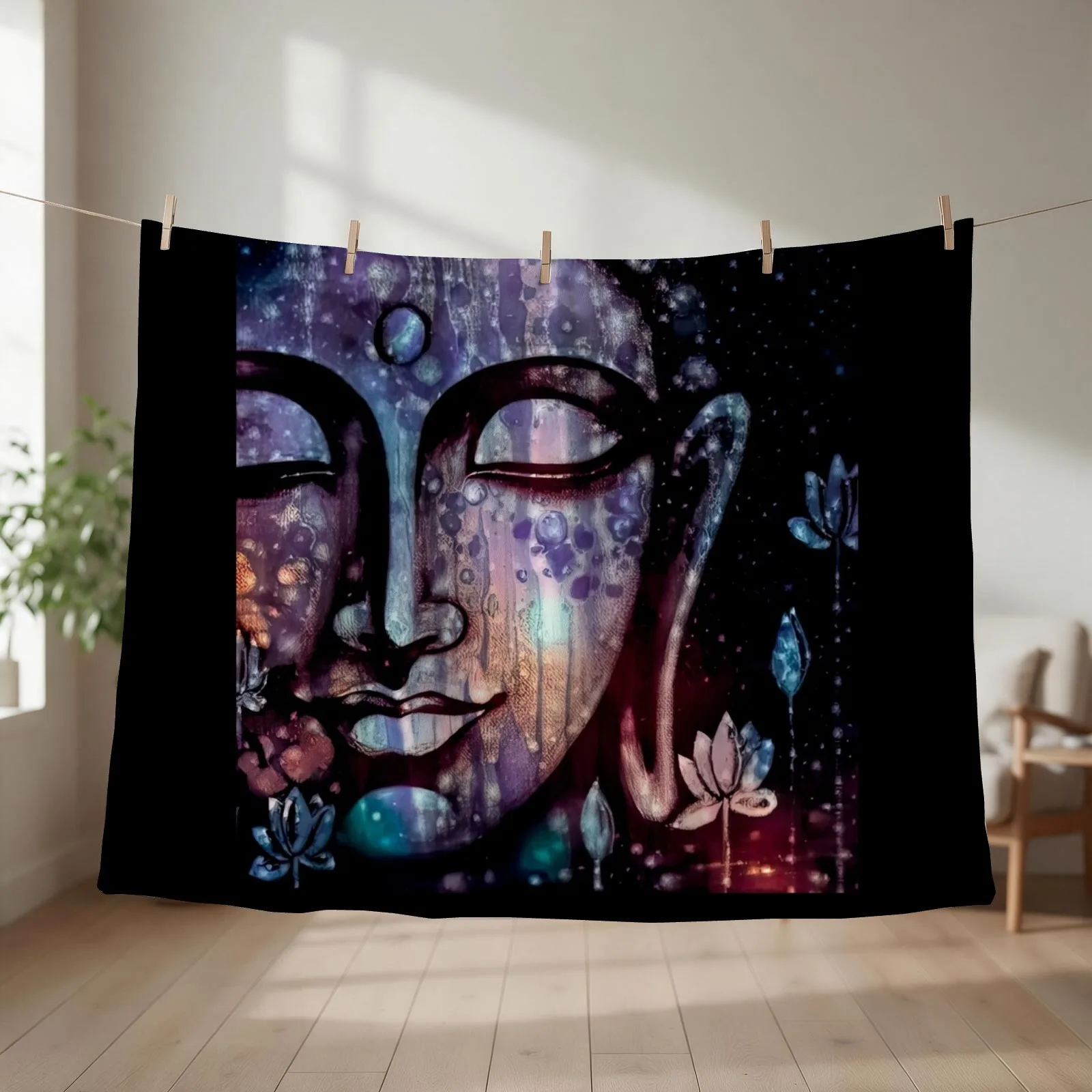 PURPLE BUDDHA - STELLAR GLOW Throw Blanket Sofas Beautifuls Vintage Luxury Thicken Blankets