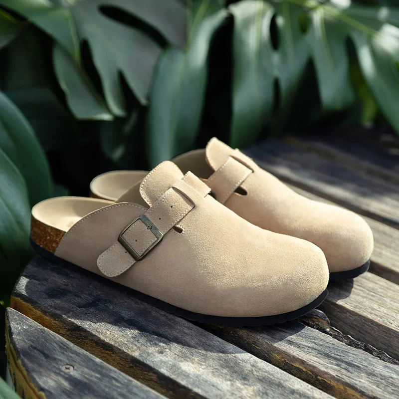 

Мужские замшевые мюли Mr.A высокого качества с поддержкой свода стопы, удобные модные туфли, женские тапочки из натуральной замши с пробковыми стельками