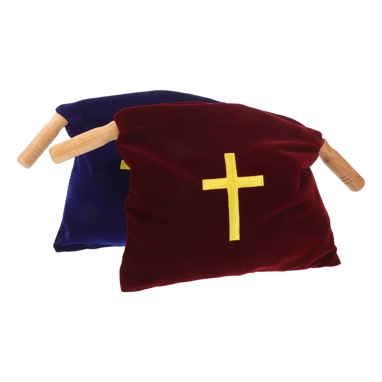 

2Pcs Religious Offering Bag - Large Capacity Cross Embroidered Pouch for Church Collections Baptism Party First Communion
