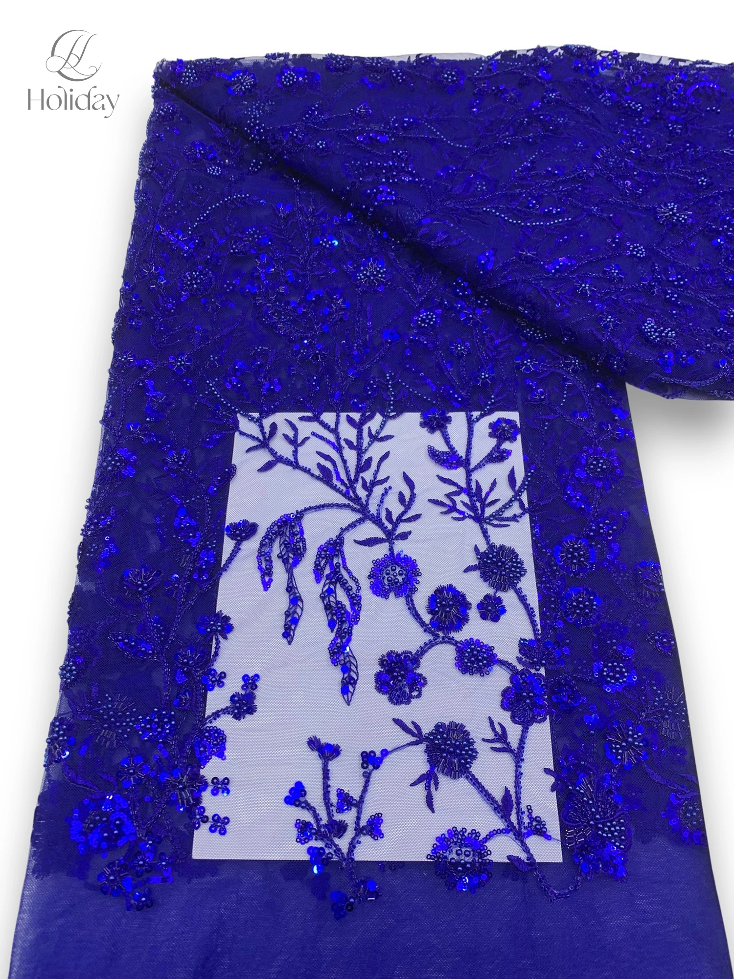 

Heavy Duty Sequins and Beads Embroidery on Tulle Organza Fabric Elegant Flower Pattern Lace Material for Bridal Gown DIY Sewing