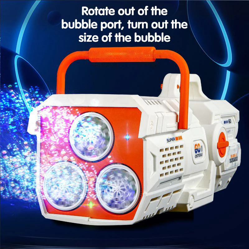 60 Holes Bubble Gun Rocket Electric Bubble Gun Machine Soap Bubbles Magic Bubble for Bathroom Outdoor Toys for Children Gifts