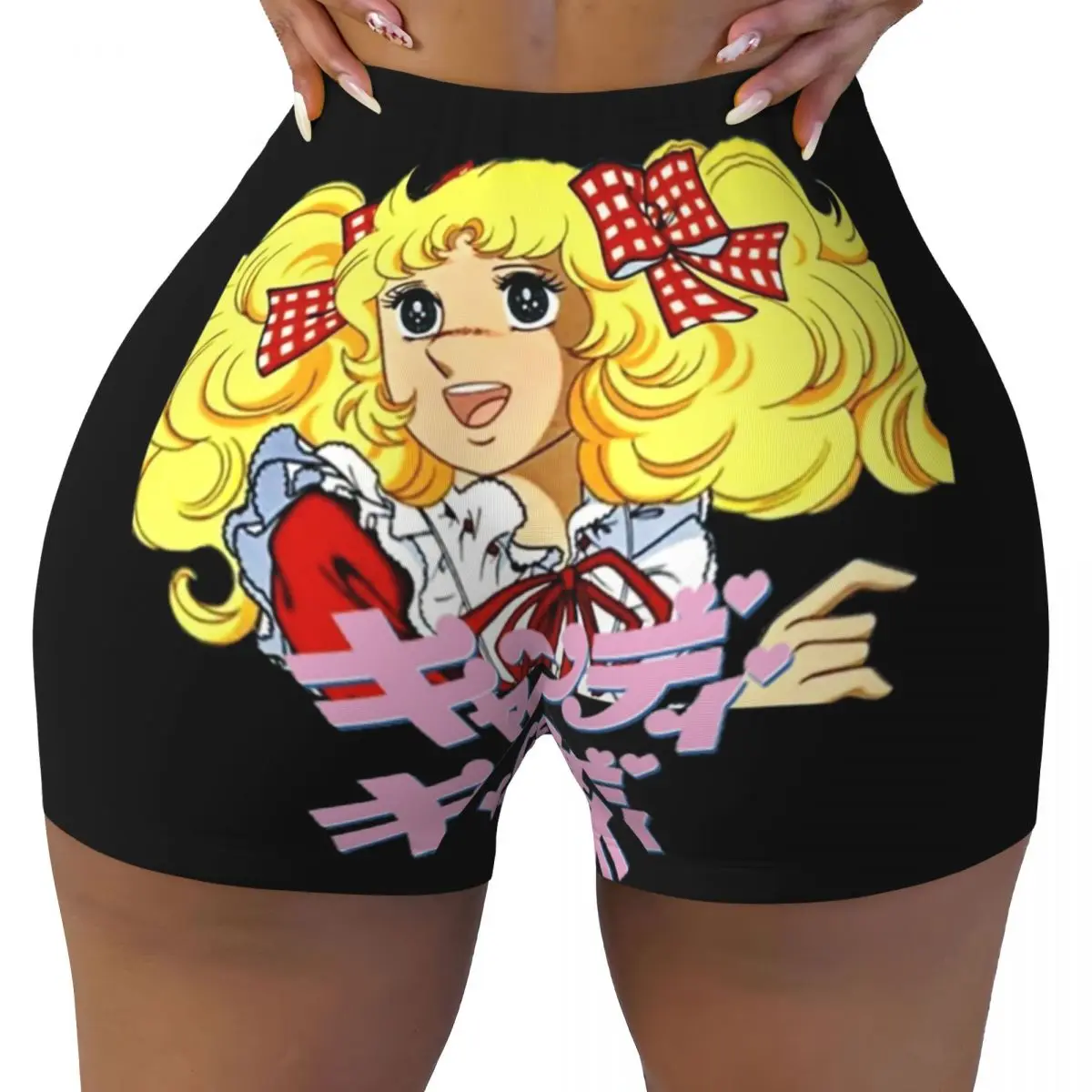 Custom Candy Candy Gym Biker Running Shorts Women Animated Anime Movies Workout Yoga Shorts