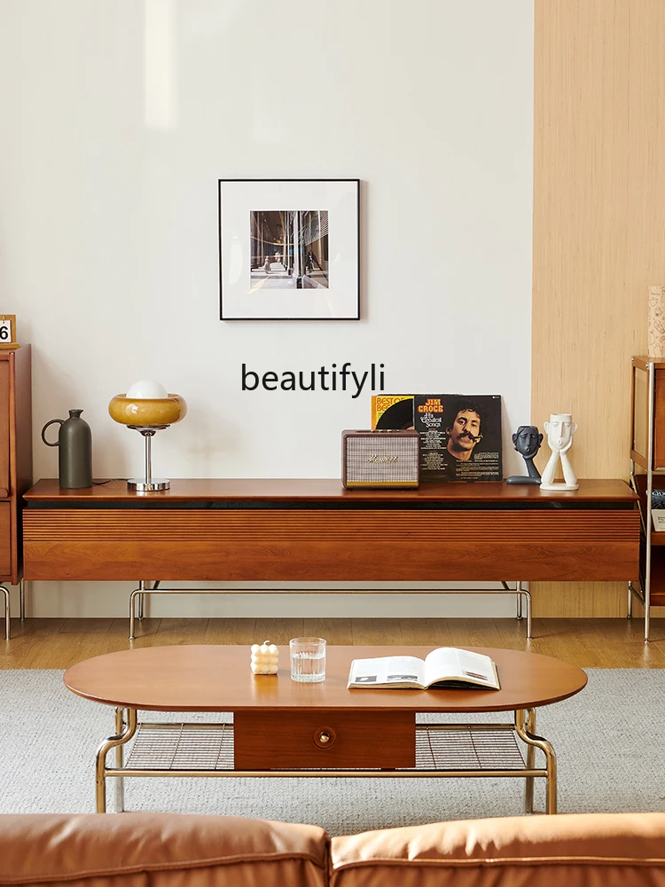 

Medieval solid wood TV cabinet, retro small apartment household living room furniture TV cabinet