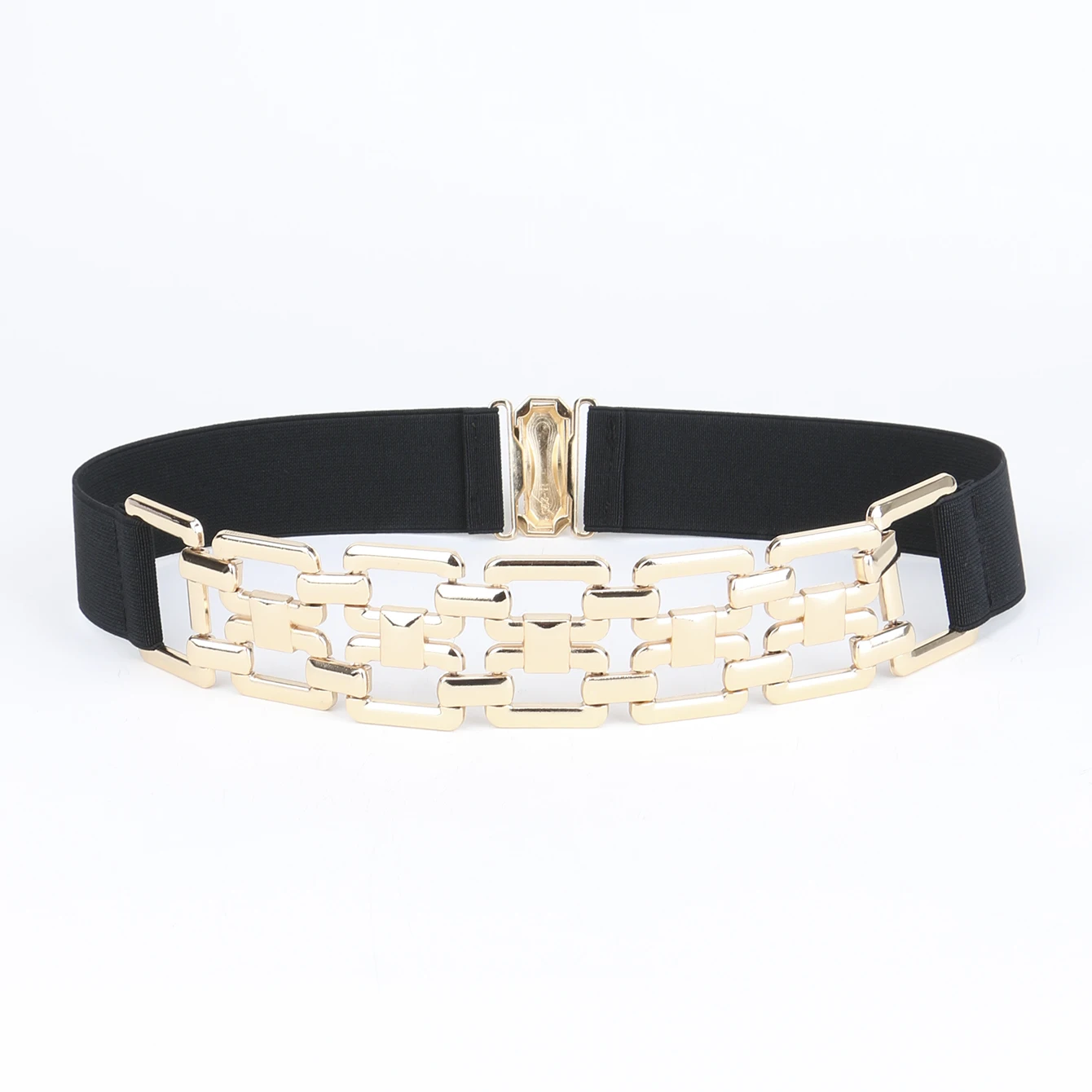 Gold Chain Buckle Decorative Elastic Belts For Women Black Elastic Stitching Buckle For Dress Shirt Waist accessories Fashion