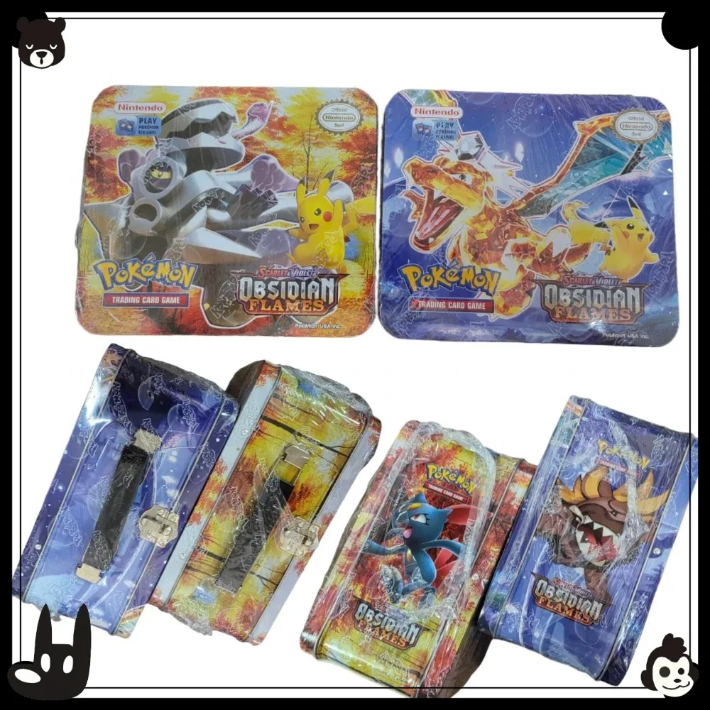 New popular boxed iron metal box Pok é mon battle toy with controller Pikachu game anime 68/210 English