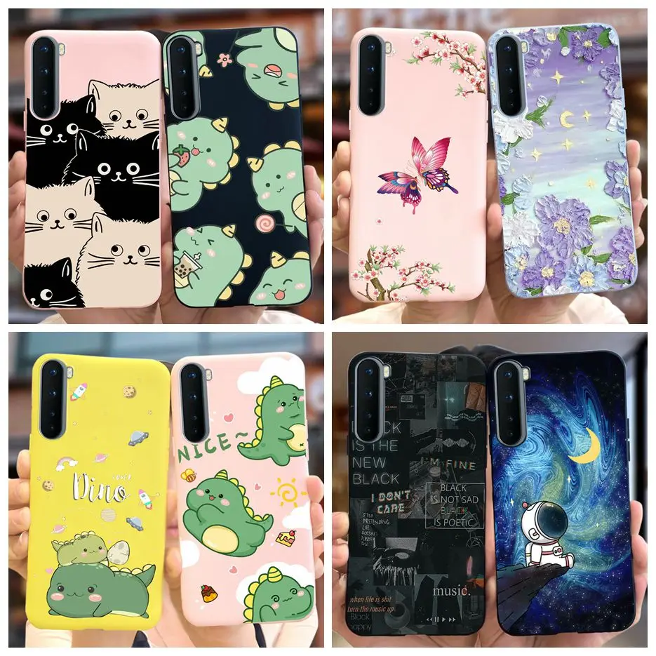 For Oneplus Nord Case AC2001 AC2003 Cute Dinosaur Cartoon Cover 6.44'' Soft Silicone Phone Cases For One Plus Nord 1+Nord Bumper