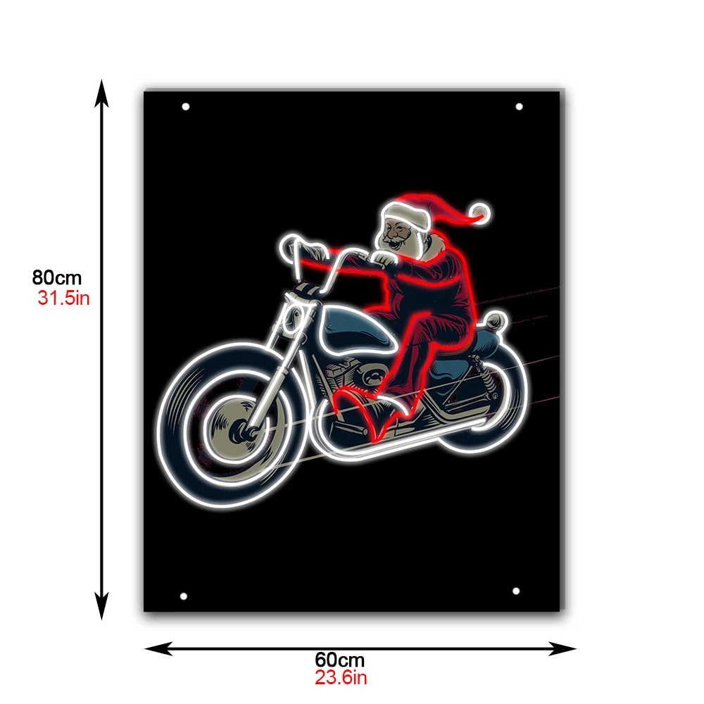 Customized Santa Claus Riding Motorcycle Super Large Ski Neon Sign New Year Home Decoration Light