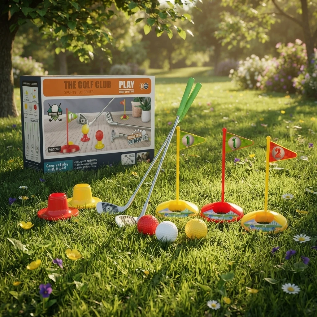 10pcs/Set Children Golf Club Set Outdoor Sports Toys Sports Games Competitive Indoor Interactive Retractable Golf Club Set Toy